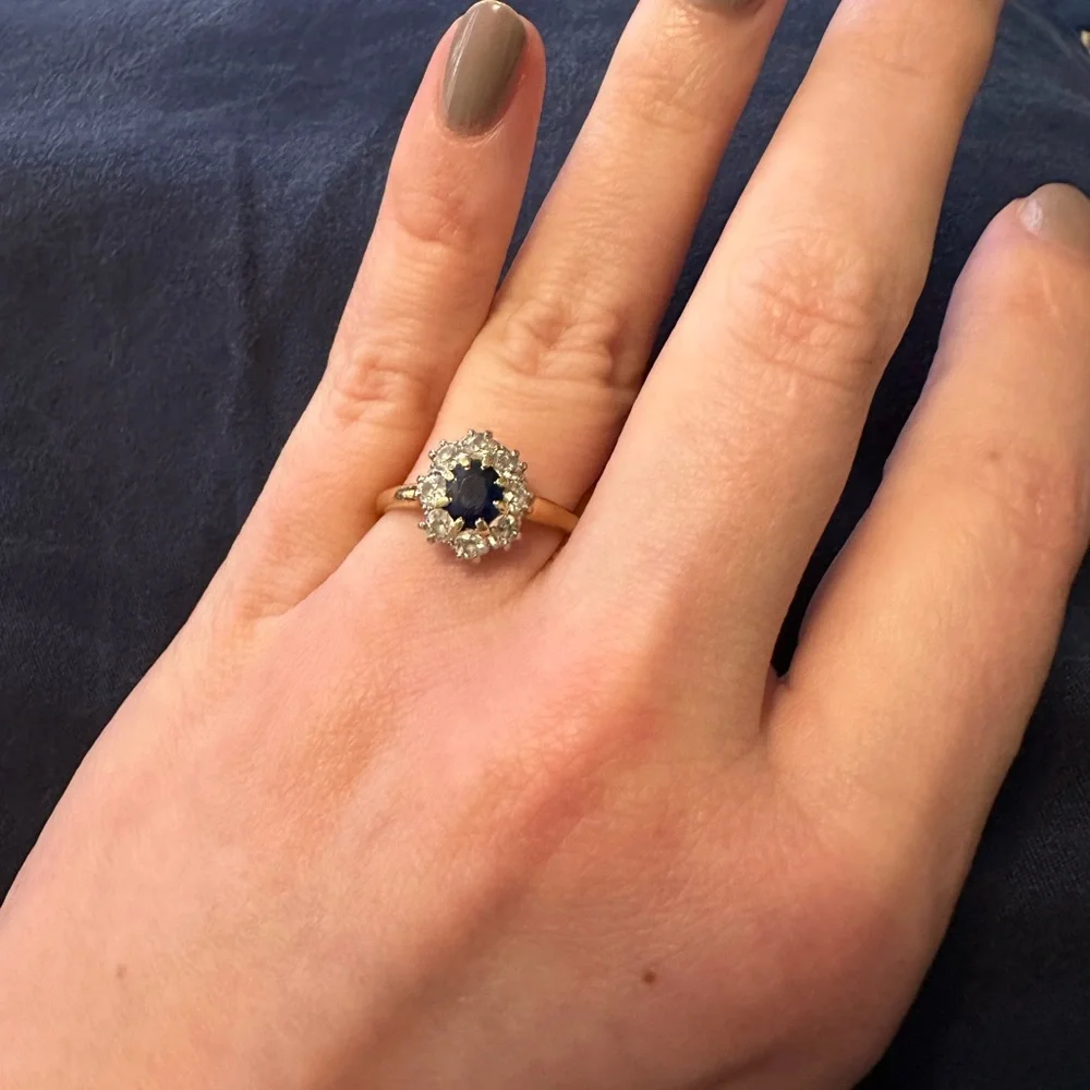 ‼️SALE‼️Authentic Antique Sapphire & Diamond Ring, Platinum & 18K Gold - Picture 5 of 13